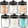 Amolliar 6 Pack Apothecary Jars Bathroom Vanity Organizer Rustic Farmhouse Decor Storage Canister with Stainless Steel Lids Qtip Dispenser Holder for Q TipsCotton SwabsRoundsBallFlossers