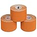 ALPIDEX 3 Rotoli Nastro Kinesiologico 5 m x 5,0 cm E-Book Esempi Applicazione Tape Kinesiologico Muscolare Cerotto, Colore:arancione