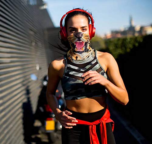 Neck Gators Face Mask Animal Neck Gaiter Reusable Bandana Uv Sun Protection Outdoor Breathable ​Face Cover Cooling Scarf For Men Women (Leopard Face Mask) #TOP5
