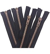 YAKA 2Pcs 30inch Anitique Brass Separating Metal Zipper Heavy Duty Metal Zippers Jacket Zippers f...
