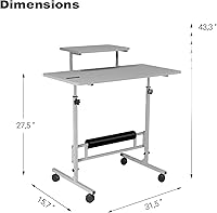Vista 4 de Modelo 2026 Escritorio con ruedas de altura ajustable con ruedas, mesa portátil compacta para portátil, estación de trabajo móvil para estudio