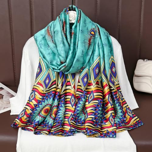 Image of ZDMHSH Fashion Scarves Scarf 100% Silk Feeling Scarf Silk Like Scarves Long Lightweight Sunscreen Shawls for Women