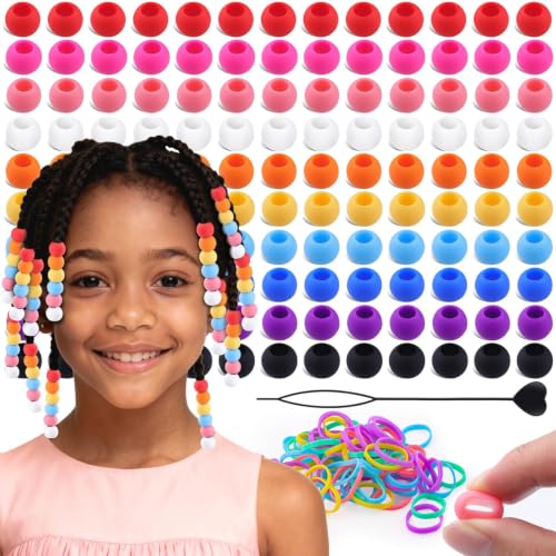120Pcs 14mm Hair Braids Silicone Beads