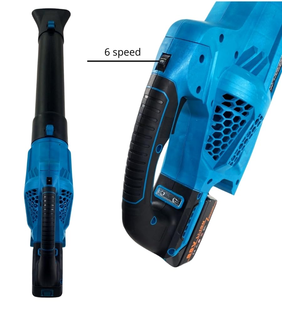 Soffiatore a Batteria, 6 Velocità Soffiatore Elettrico Portatile Senza Filo, Motore Brushless, 2 batterie Velocita Aria 160 MHP 30.000 RPM, Giardino Foglie