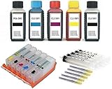 5 Wiederbefüllbare Tintenpatronen mit Chips wie PGI-580 XXL + CLI-581 XXL + 5 x 100 ml Nachfülltinte black, cyan, magenta, yellow und Photo-black