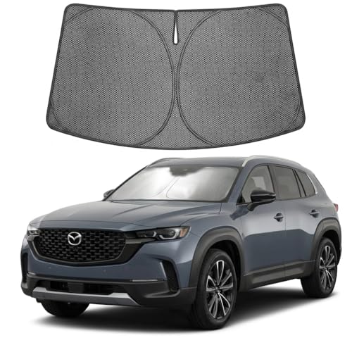 Image of Proadsy Windshield Sun Shade Custom Fit Mazda CX-50 2023-2026 Ice Crystal Black Front Window Sunshade UV and Heat Blocker Foldable Visor Keeps Car Cooler for Summer Parking and Daily Use