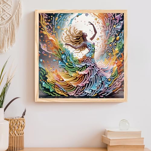 Image of AiYuanzsh DIY Diamond Art Painting Kits for Adults, 5D Special Shape Crystal Rhinestone Diamond Art Kits for Beginners, for Home Wall Decoration Gift 12x12 inch, Beautiful Dancer