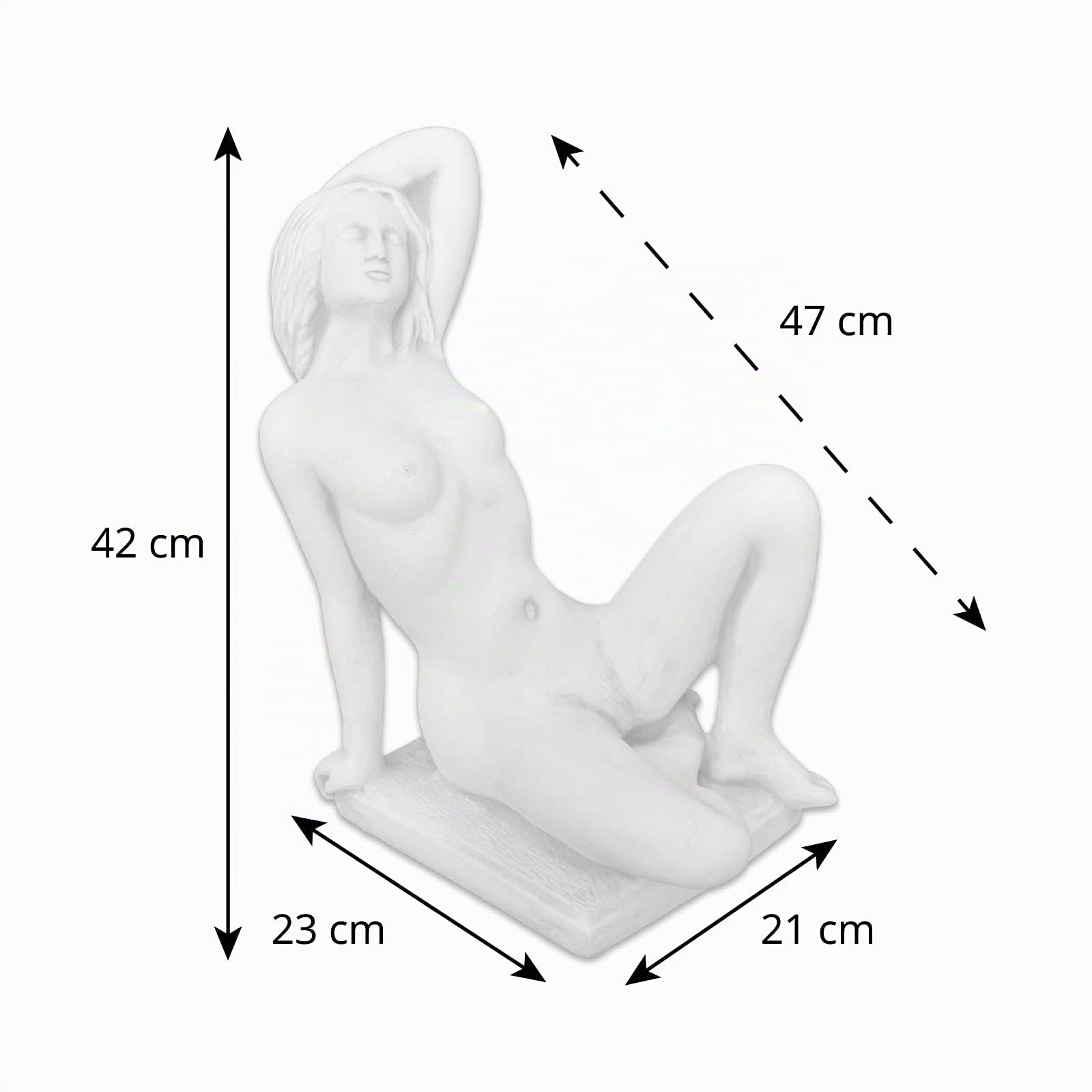gartendekoparadies.de Erotische Frauen-Figur, Steinfigur, H. 42 cm, 21 kg, Grau, frostsicher aus Steinguss für Außenbereich