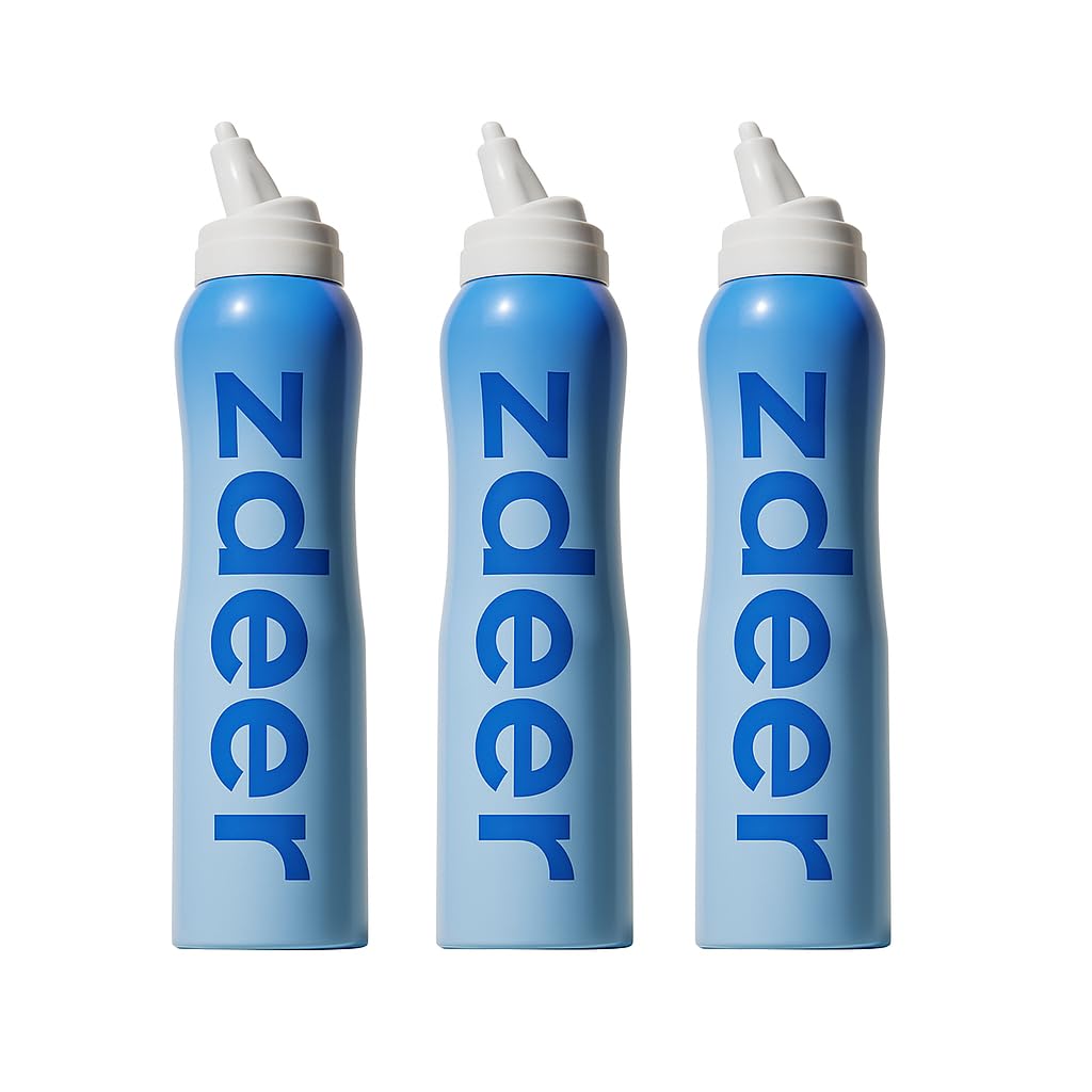 ZDEER Nasal Spray 3-Pack – Natural Sea Water & Hyaluronic Acid Nasal Mist – Daily Nasal Moisturizer & Cleanser – Ultra-Fine Gentle Mist – Drug-Free, Fragrance-Free (3 x 120ml)