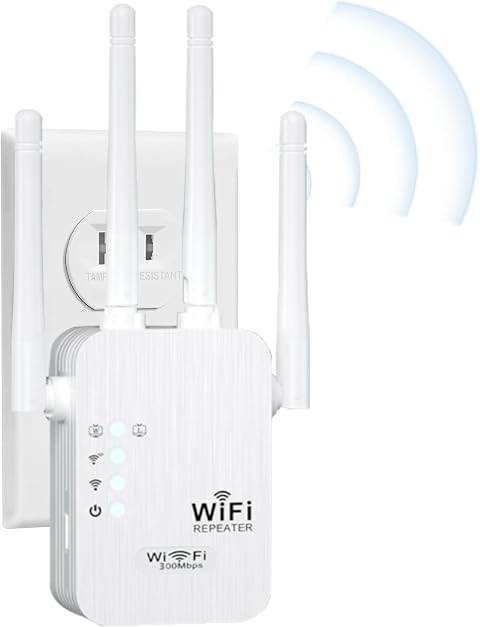 WiFi Extender Signal Booster for Home, Wireless Range Repeater with Stable 2.4GHz Connection-Milky White