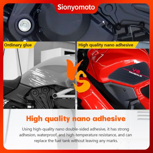 Sionyomoto Fuel Gas Tank Pad Protector Stickers Rubber Decal Set Compatible with Panigale V2 2025 2026-3pcs by Sionyomoto - Used condition - Image 3