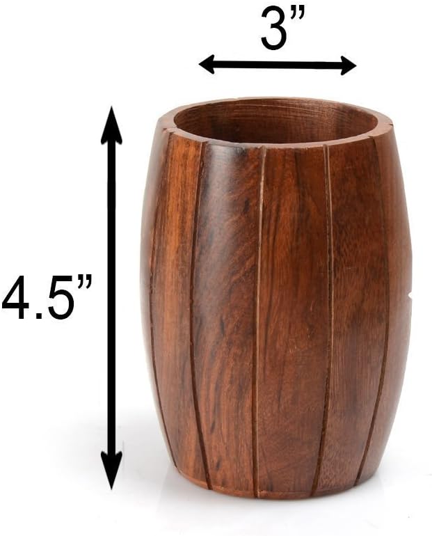 Craftgasmic Wooden Barrel Shaped Cutlery Holder - Pack of 1 Spoon Holder (Diwali Gift)