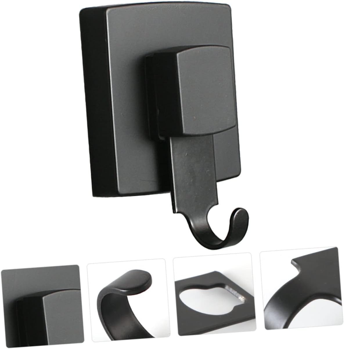 Lurrose 3pcs Vacuum Hook for Bathroom Kitchen No Trace Wall Hanging Hanger Black Easy to Use Removable Stylish Design for Towels Clothing Keys More