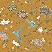 Livelynine Gold Chinoiserie Peel and Stick Wallpaper Birds Flowers Vintage Bird Floral Wallpaper Prepasted Mustard Yellow Teal Blue Green Oriental Asian Hummingbird Contact Paper Shelf Liner 17.5x78.8