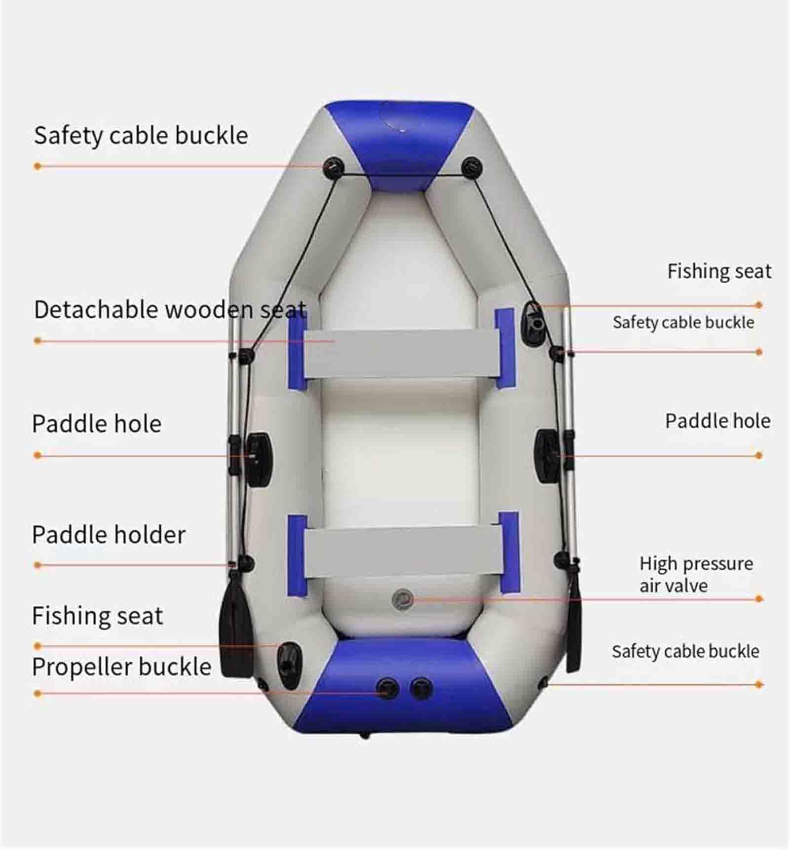 Galleggiante gonfiabile portatile in PVC con remi, per pesca, caccia e divertimento su laghi o fiumi, durevole e facile da trasportare