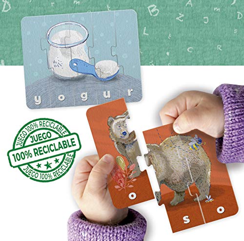 Educa - Aprender es Divertido | Primeras Palabras. Juego Educativo para niños a Partir de 5 años. Aprende a Formar Palabras uniendo Letras. Contiene 76 Piezas Que Forman 16 tableros (18697)