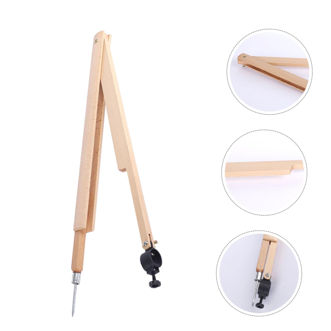 Operitacx 3 Piezas Compás de Madera para Geometría Escolar Herramienta de Enseñanza para Matemáticas y Física para Profesores Aula Diseño de Precisión Herramienta Didáctica para Dibujo y