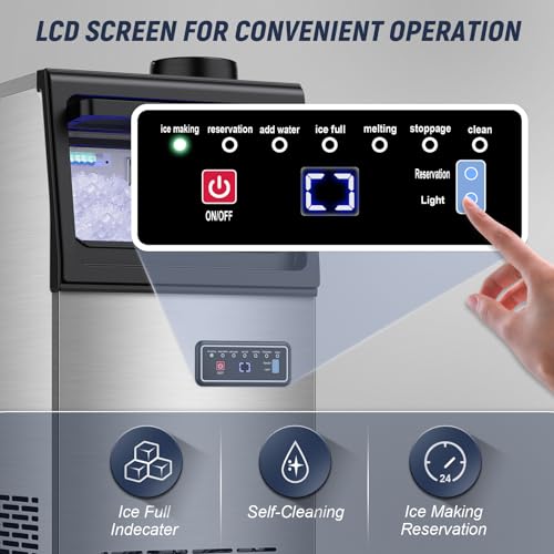 Image of SOZT Nugget Ice Maker Machine, 100LBS /24H, 25LBS Capacity | Under Counter Ice Maker, Self-Cleaning Freestanding Sonic Pellet Ice Maker for Home, Bar, Restaurant, Office