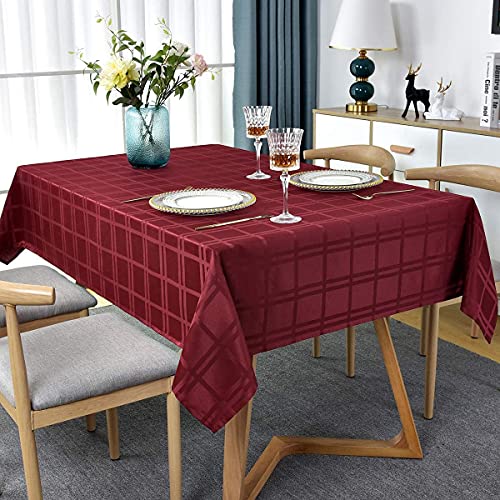 Nappe rectangulaire anti-tache en polyester rouge pour petite table - 4