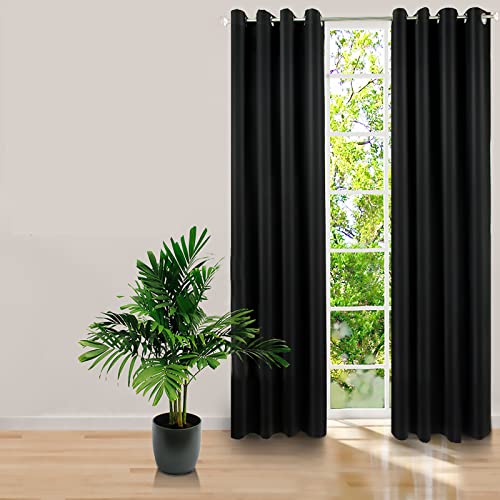 yibo Cortinas Salon Dormitorio Opacas para Ventanas 2 Pieza 150 X 260 CM Protección Solar y Anti Luz Cortinas de Terciopelo Moderno Liso (Negro)