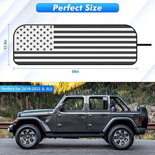 Jimen Compatible With 2018-2023 Jeep Wrangler Jl Jlu Gladiator Jt, American Usa Flag Car Windshield Sun Shade Window Sun Visor #TOP1