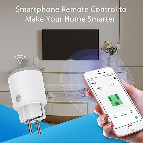 Matter Smart Power Plug: WiFi Outlet Socket with Current Measurement, 16A Smart Outlet Support Apple HomeKit, Alexa, Google Assistant, App Control, Scheduling, Timer, for Home Automation (1-Pack)