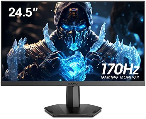 KOORUI 24.5 Inch FHD Gaming Monitor, Computer Monitors Full HD (1920 x 1080), VA, 1ms, FreeSync & G-Sync Compatible, 2X HDMI(144Hz) & DisplayPort(170Hz), sRGB 99%, VESA, Tilt Adjustable, Eye Care