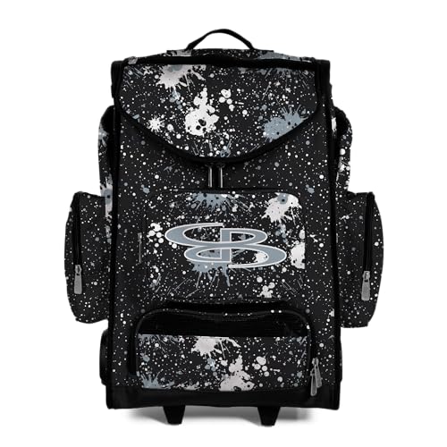 Boombah Ultrapack Hybrid Rolling Bat Bag - Wheeled & Backpack Version - Splatter Black/Gray/White