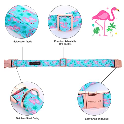 Aring Pet Flamingo Dog Collar-Cotton Dog Collar With Bow, Adjustable Summer Bowtie Dog Collars With Metal Buckle For Small Medium Large Girl And Boy Dogs #TOP1