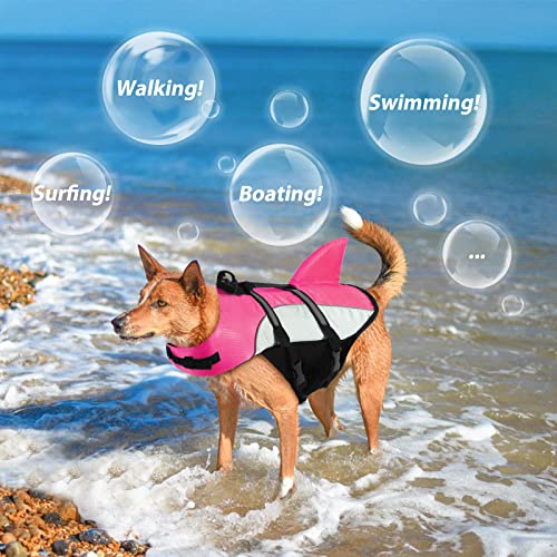 Alagirls Small Dog Life Jackets Ripstop Shark Dog Safety Vest, Adjustable Cat Water Vest Puppy Swimming Life Vest With Rescue Handle And High Buoyancy For Small Medium Large Dogs, Upgraded-Pink Xs #TOP6