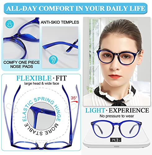 Image of MARE AZZURO Reading Glasses Women Round Readers 0 1.0 1.25 1.5 1.75 2.0 2.25 2.5 2.75 3.0 3.5 4.0 5.0 6.0 (Blue 125)