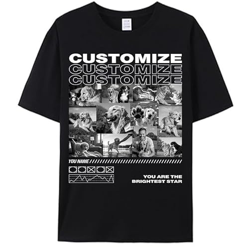 COOZEBRA Camisetas Personalizadas, Camiseta Personalizada Perro Gato Mascota Collage Foto, Camisetas Personalizadas para Mascotas