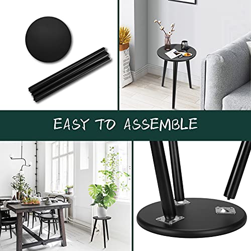 Indoor Plant Stand - Uneedem Wood Mid Century Plant Stand For Indoor Plants, Modern Plant Table,Tall Plant Holder For Flower Pots, Small Round Side Table, End Table (B2-Black,High: 16.5") #TOP5