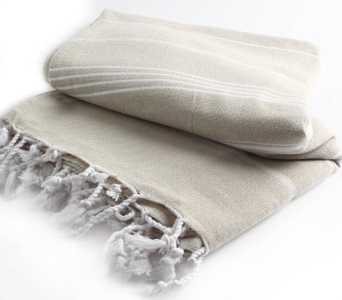 Cacala Pure Serie Turco Peshtemal Manta, algodón, Beige, 150 x 200 x 0.5 cm
