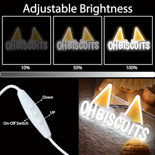 Image of OH BISCUITS Neon Sign for Wall Decor, 11.8 x 6.7 IN, Funny Quote Neon Light with Dimmer, USB Powered LED Neon LED for Bedroom Game Room Bar Kids Room Party Decoration