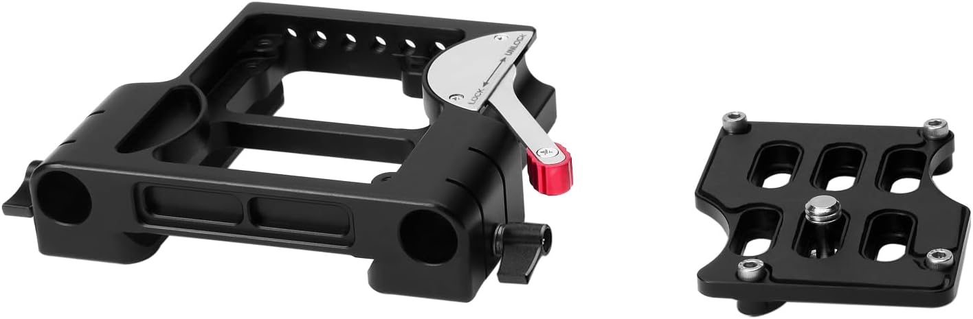 PROAIM 15mm Quick Release Camera Base Plate with Dovetail. Bridge Plate. 15mm Studio Rod Support. Quick Release Lever & Safety Release (P-BPDP-15)