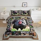 Erosebridal Turkey Comforter Set Queen Size Wildlife Bird Pheasant Bedding Set Hunting Turkey Down Comforter Farmhose Bird Chicken Bedroom Decor All Season Duvet Set for Adult Men Women