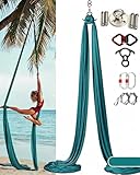 Aerial Yoga Tuch 8m Set mit Zubehör, Vertikaltuch inklusive UCHAIUP Edelstahl Ringschraube & Spreizanker, Hochwertiger dehnungsarmer Stoff zur Wandbefestigung
