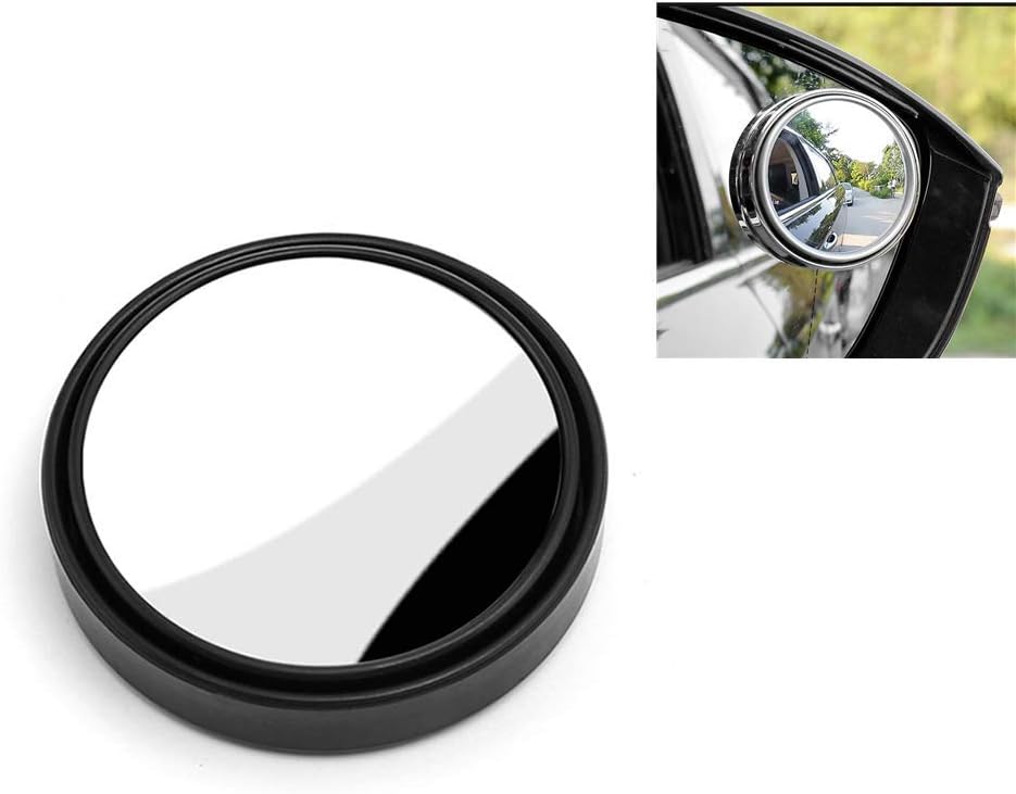円形 車用 補助ミラー サイドミラー バックミラー ブラインドスポットミラー 死角を 360度角度調整可能 カバー セーフティミラー 安全運転 広視野 死角解消 車の便利グッズ 簡単取り付け 左右 2 個セット ブラック Ekonomskapg Me
