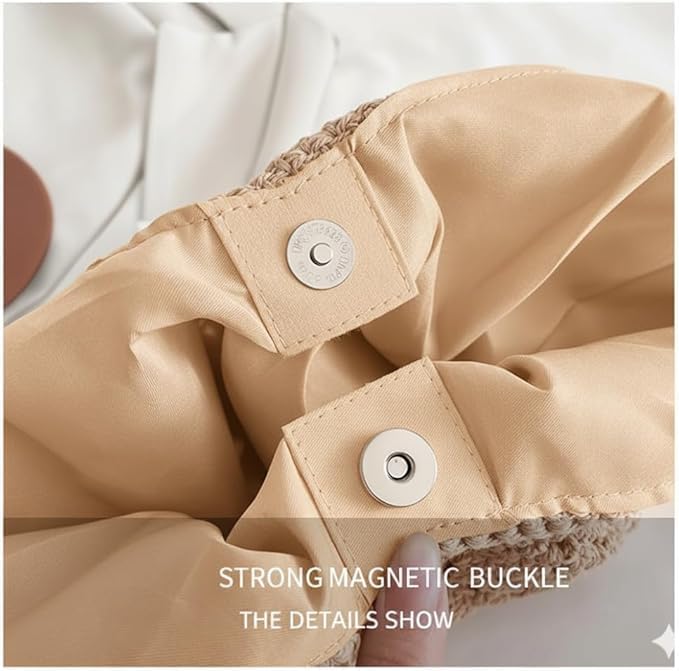 Canvas Tote Bag for Women, Large Capacity Reusable Shoulder Bag with Inner Lining & Buckle Closure, Shopping Work Daily Tote (Beige) - Image 5