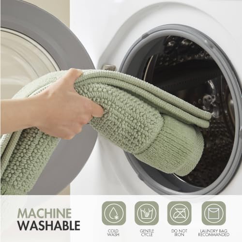 Madison Park Sanctuary 100% Cotton Non-Slip Bath Rug for Bathroom, Bedroom & Entryway, 24x48 Inch Low-Profile Soft Absorbent Woven Bathroom Rug, Machine Washable, Sage Green by Madison Park - Used condition - Image 9