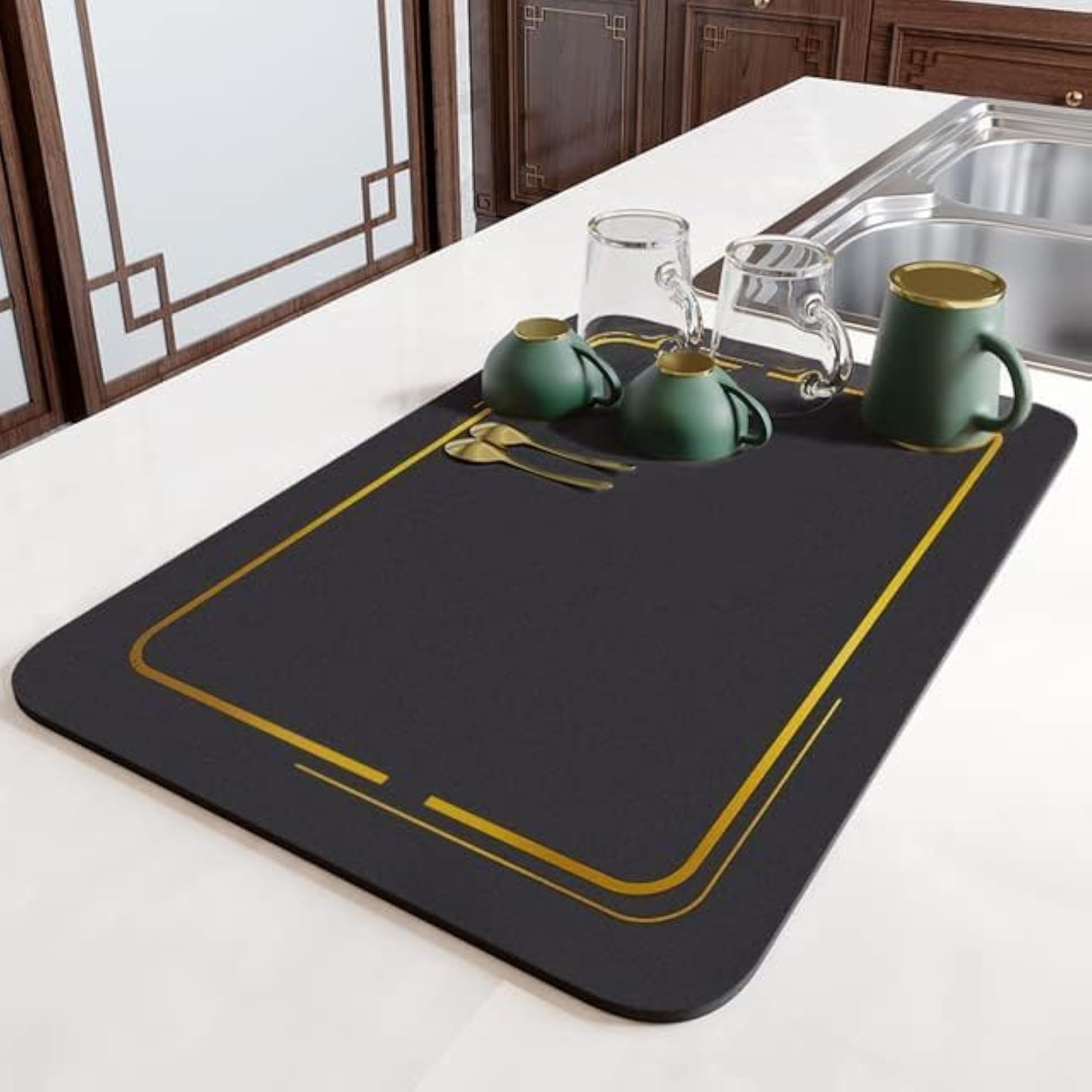 Dish Drying Mat for Kitchen, Water Absorbent