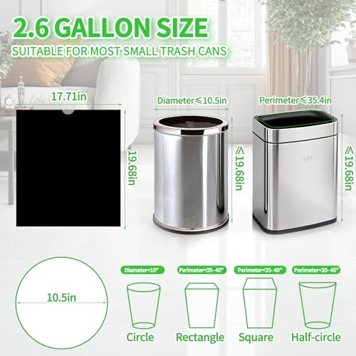 Image of 300 Count Small Drawstring Trash Bags for 2.6-Gallon (10 L) Trash Cans, Thick Pre-separated Garbage Bags, Mini Wastebasket can Liners for Bathroom Bedroom Office(Black)