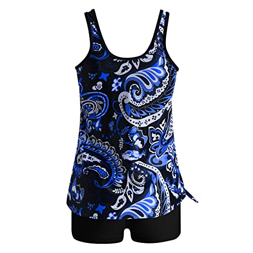 Top de biquíni de gola alta azul-petróleo duas peças para mulheres regata com estampa de bolinhas e