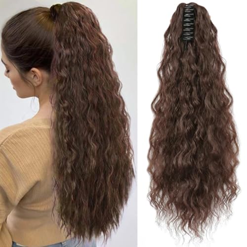 TTPSRY Coleta Postiza Pelo Natural con Pinza Cola Postiza Largo Ondulado Rizado Sintética Extensiones Coleta Postizos de Pelo para Mujeres 50 cm（Marrón claro）