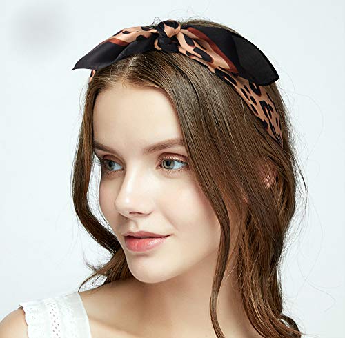 Gerinly Animal Print Scarfs For Women Leopard Neck Scarf Satin Head Scarf For Ponytail Brown Silk Purse Scarf (Leopard) #TOP5