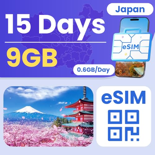 Image of eSIM Cards for International Travel Prepaid Data, Compatible with Unlocked Smartphones, 4G LTE 5G, Hotspot Supported, Instant Activation in 10 Minutes (Japan 9GB / 15 Days)