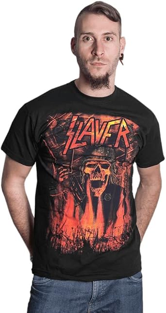 Slayer T Shirt Soldier Skeleton Wehrmacht Band Logo Official Mens Black