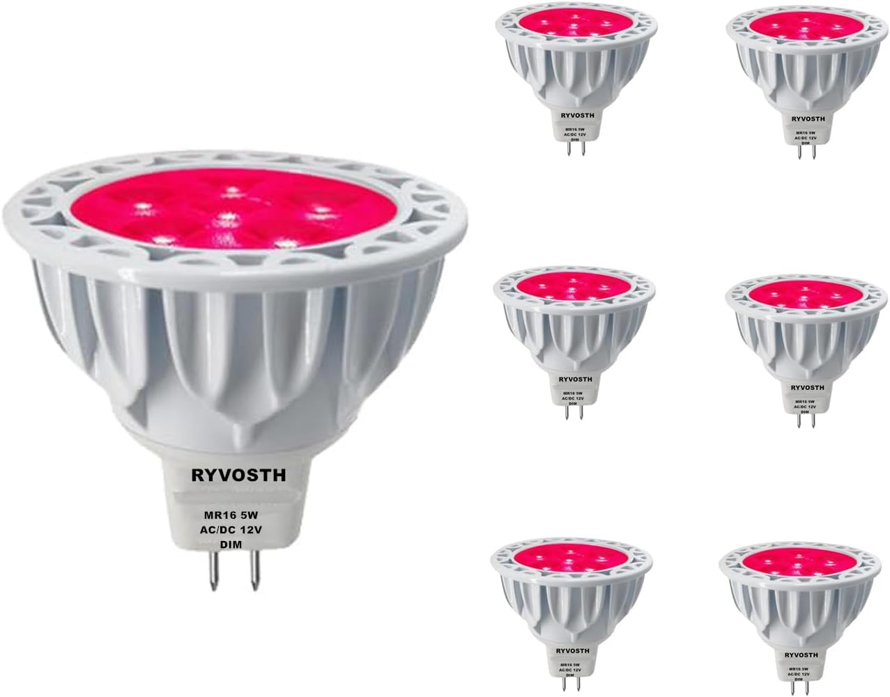 6-Pack MR16 Red Led Bulbs 5W Replace 35W 50W Halogen Equivalent,12V Low Voltage MR16 GU5.3 Red Color Bulb Spotlights for Outdoor Landscape Flood Track Lighting, Dimmable
