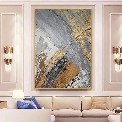 Peinture sur toile géométrie abstraite HYFBH avec cadre 80x123 cm